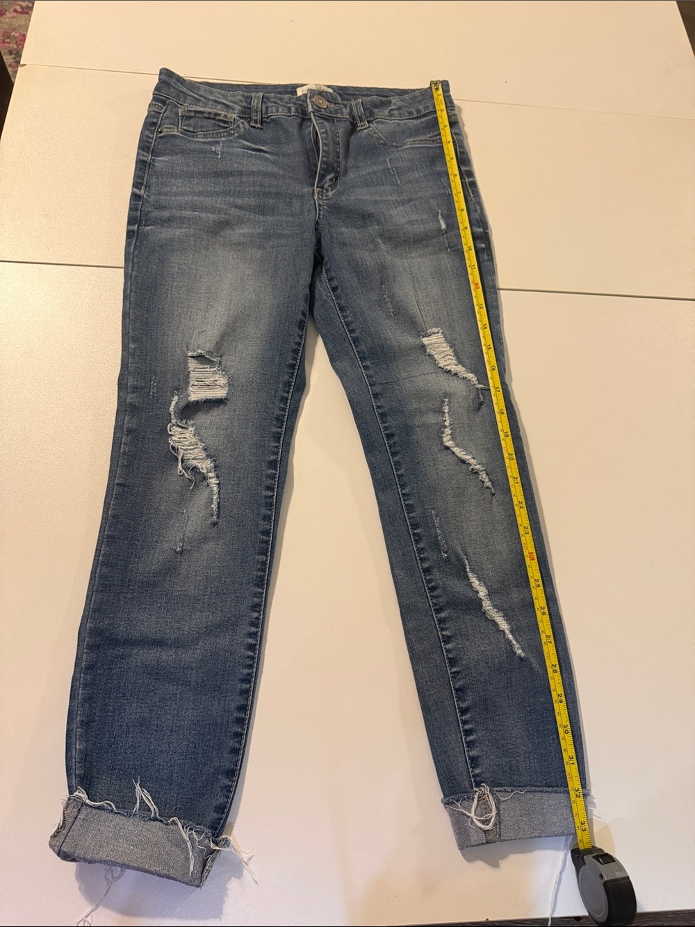Rewind Distressed Boyfriend Jeans in Faded Blue